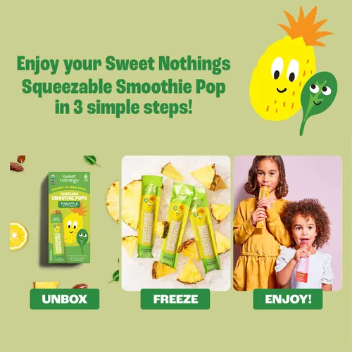 Miniatura 4 de Sweet Nothings, Piña, Paletas de batido de fruta exprimido para niños USDA Organic, paquete de 24 - Sin colorantes, sin azúcar añadida, sin lácteos
