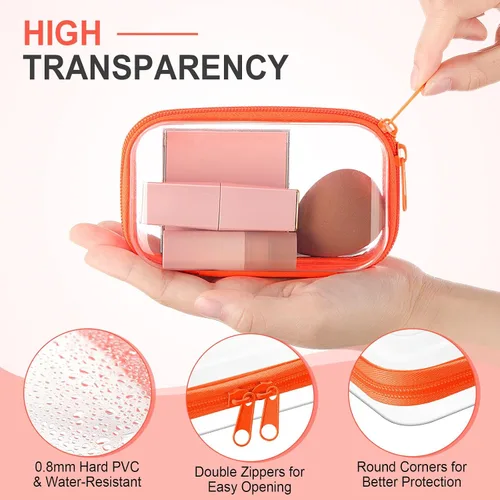 Miniatura 3 de Hoolerry 4 piezas de estuches rígidos transparentes con cremallera, bolsas de maquillaje, estuche de plástico para lápices, contenedores de caja