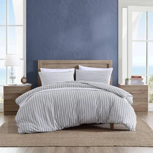 Miniatura 8 de Nautica - Funda de edredón tamaño individual, ropa de cama reversible de algodón con cierre de botón, decoración casual del hogar para todas