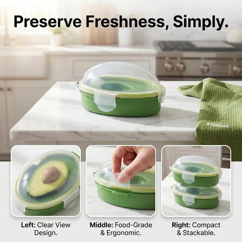 Miniatura 6 de DOITOOL Aguacate Keeper, contenedor de almacenamiento de aguacates, soporte reutilizable para ahorrador, recipiente de silicona para refrigerador