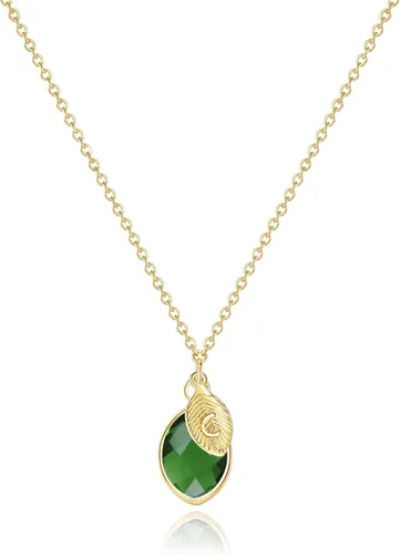 Me&Hz Initial Birthstone Necklace for Women 14K Gold Filled Small Initial Necklace Crystal Birthstone Pendant Necklace for Girls Teens Mom Dainty
