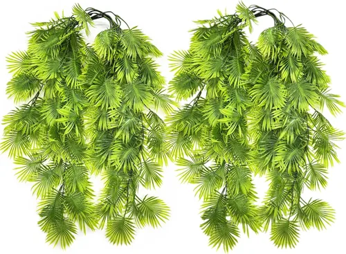 Miniatura 13 de Vid colgante artificial, hojas verdes de hiedra sintética, cadena de plástico, follaje, ratán, sauce, plantas, guirnalda de hojas de vegetación