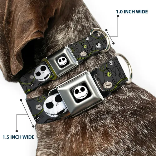 Miniatura 2 de Collar para perro DYAG-Jack Expression4 a todo color - Pesadilla antes de Navidad Jack Expressions/Halloween Elements gris, pequeño 9-15 pulgadas