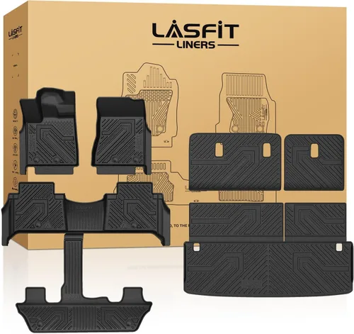 Miniatura 23 de LASFIT Alfombrillas de Piso Compatibles con Nissan Armada 2017-2018 / Infiniti QX56 2011-2013 / Infiniti QX80 2014-2018, TPE Para Todo Clima Ajuste