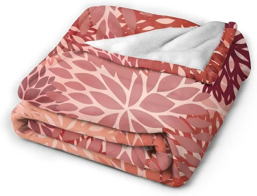 Miniatura 3 de Perinsto Manta floral de crisantemo rojo y rosa, ultra suave y cálida para todas las estaciones, manta decorativa de vellón para cama, silla