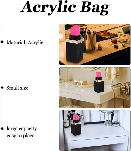 Miniatura 2 de VALICLUD Bolso de mano de mano con forma de lápiz labial elegante de acrílico para mujer