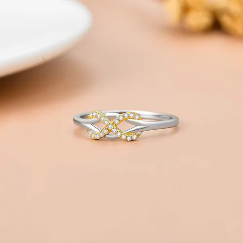 Miniatura 3 de SISGEM Anillo infinito de oro macizo de 14 quilates, símbolo de nudo de amor celta, anillo de diamantes naturales para siempre, anillo de promesa
