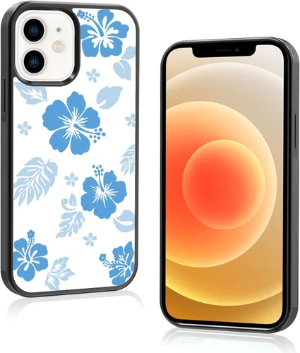 Miniatura 45 de Funda para iPhone 8 Plus y iPhone 7 Plus, linda funda Kawaii azul hibisco hawaiano floral estética floral para niñas preppy mujeres