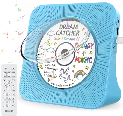 Miniatura 31 de Gueray Reproductor de CD portátil, reproductor de CD Kpop Bluetooth para escritorio con altavoz de sonido de alta fidelidad, radio FM, reproductor