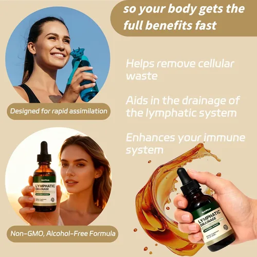 Miniatura 4 de Gotas de drenaje linfático con saúco y equinácea, sin OMG, para apoyo inmunológico, desintoxicación natural y flujo linfático, sin alcohol, 2 onzas