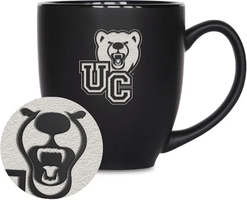 Miniatura 201 de Rico Industries - Taza de cerámica mate negra con grabado láser estándar de 15oz para NCAA (escuelas T & U) - Para bebidas calientes o frías