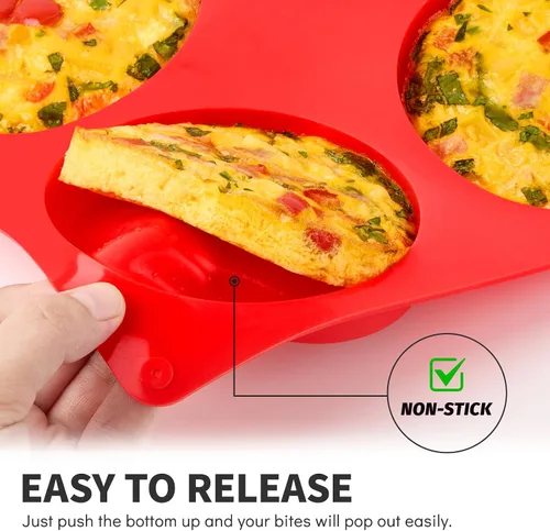 Miniatura 4 de Puyeipt Moldes de silicona para huevos de 4 pulgadas para sándwiches de desayuno, paquete de 2 moldes de silicona redondos antiadherentes