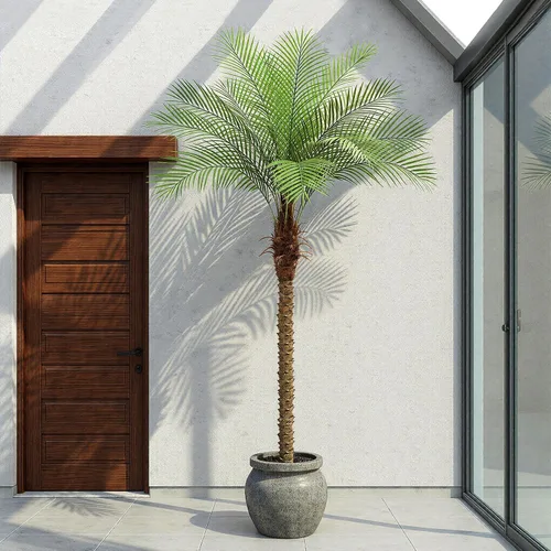 Miniatura 4 de Palmera artificial fénix de 7 pies con 15 hojas ajustables, plantas de palmera fénix sintética para patio exterior, piscina, hogar, oficina, sala