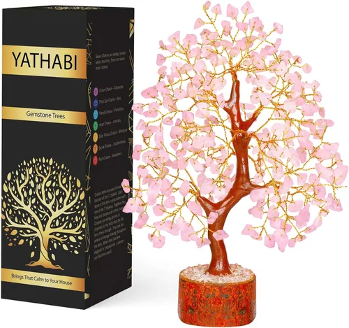 Miniatura 14 de YATHABI Escultura de gema de turmalina negra, árbol de cristal, decoración de Feng Shui, árbol de dinero de buena suerte