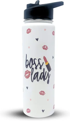 Brooke & Jess Designs Vaso Boss Lady – El mejor regalo para mujeres – Gran botella de agua de viaje para jefes, compañeros de trabajo, mamá, Boss