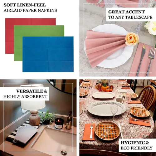Miniatura 4 de Efavormart - Paquete de 20 servilletas de papel desechables Airlaid de 8.5 x 4 pulgadas, color rosa polvoriento, para bodas, fiestas y baño de Rosa