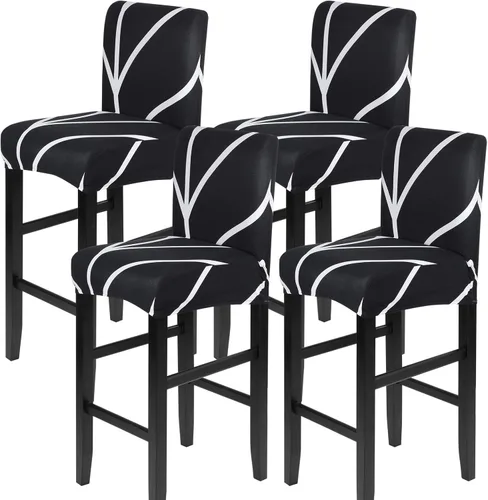 Miniatura 67 de SearchI Juego de 4 fundas para taburetes de bar, fundas de asientos de taburetes elásticas y lavables, fundas para sillas de altura de mostrador