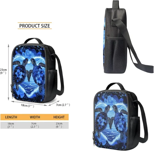 Miniatura 118 de HUGS IDEA Juego de 3 bolsas escolares con aislamiento térmico para el almuerzo, estuche para lápices