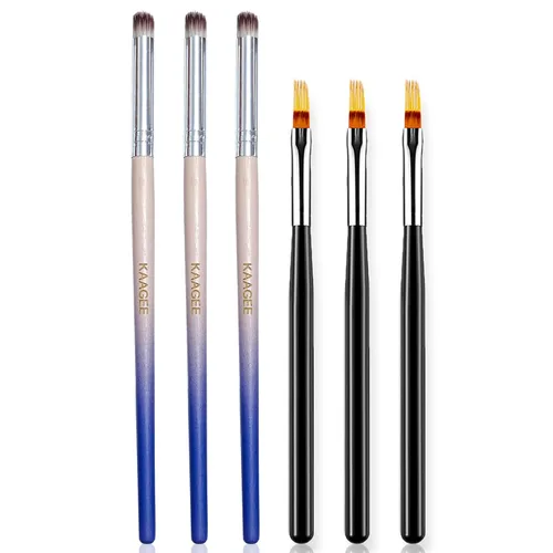 Miniatura 10 de 6 piezas Ombre Nail Brush Wood Nail Pen Ombre Brush para uñas de gel, cepillo degradado de uñas, pinceles de diseño de uñas, kit de pintura de uñas