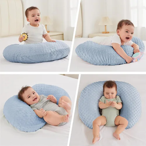 Miniatura 6 de Almohada de lactancia para biberón y lactancia materna, elementos esenciales de lactancia de comodidad ergonómica para mamá y bebé, almohada de Azul