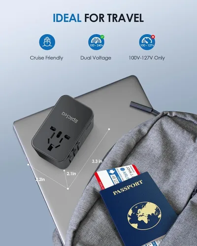 Miniatura 6 de EPICKA GaN - Adaptador de viaje universal, adaptador de enchufe internacional de 75 W con 3 USB-C PD carga rápida y 2 adaptadores de carga rápida