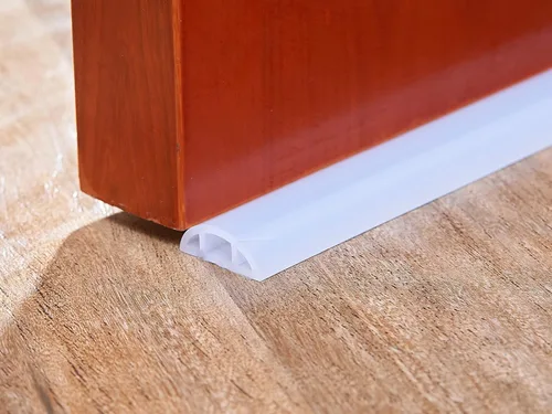 Miniatura 3 de Bloque plegable para baño, tapón de agua, tira de sellado para umbral de ducha, barrera de ducha de silicona autoadhesiva (39 pulgadas, transparente)