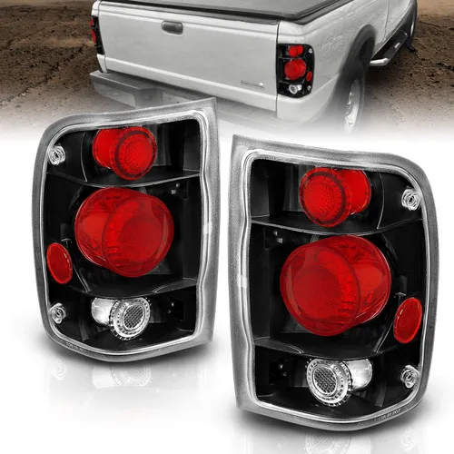 AmeriLite Juego de luces traseras de freno negras de repuesto para Ford Ranger 1998-2000 solamente - lado del pasajero y del conductor