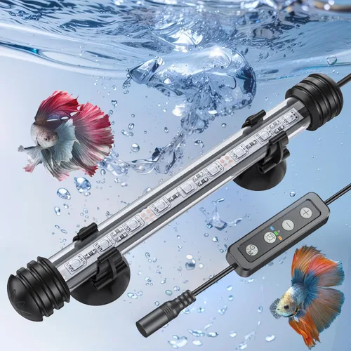 Pawfly Luz LED para Acuario de 1.8 W, Luz Submersible de 7.5 Pulgadas Bajo el Agua para Tanque de Peces con Temporizador de Encendido/Apagado