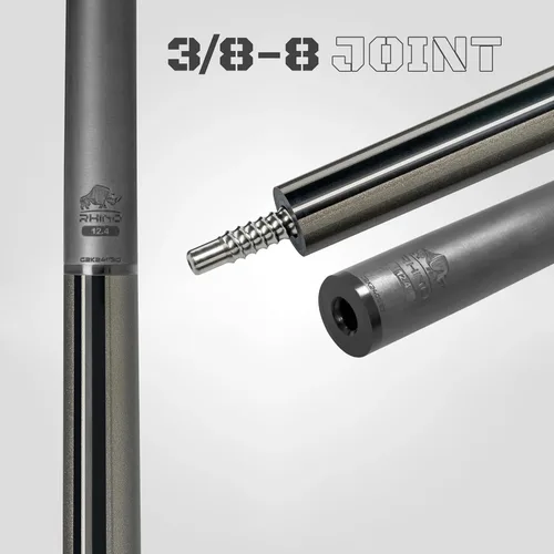 Miniatura 5 de RHINO Nebula 2 Pool Cue - Premium Carbon Fiber Shaft & Composite Butt. Time Crystal Tip, Pro Taper Design. 3/8-8 Joint, Wrapless. Low Deflection