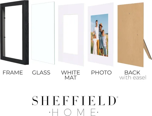 Miniatura 6 de Sheffield Home Juego de 4 marcos de pared para galería, 8 x 10 pulgadas, color negro