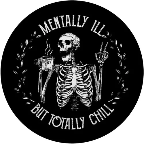 Miniatura 3 de Diseño de Halloween con diseño de esqueleto mentalmente ILL But Totally Chill, PopSockets intercambiables PopGrip