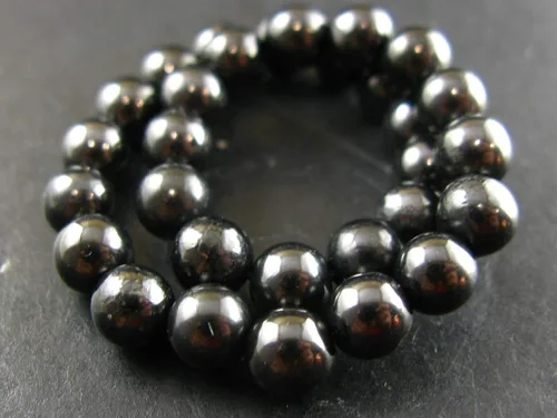 Miniatura 3 de Pulsera Shungite de Rusia - Cuentas redondas de 6 mm - 7", Shungite