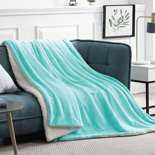 Miniatura 37 de Walensee Manta de Forro Polar Sherpa (Tamaño Individual 60"x80" Coral) Manta Afelpada Peluda Súper Suave Reversible de Microfibra y Franela