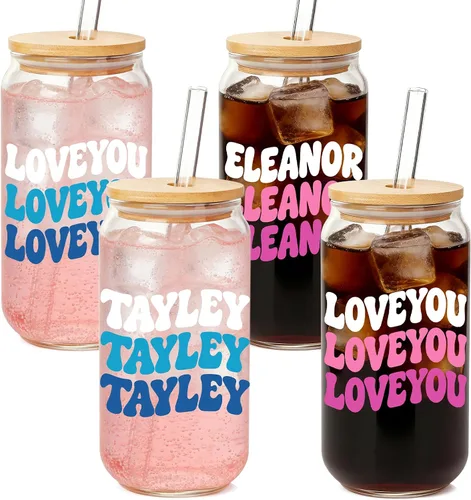 Miniatura 8 de Mason Life Vasos de Café Helado, Tazas de San Valentín Regalos para Ella Mujeres 18 OZ Taza de Corazones Vaso de Cerveza, Vasos para Beber en Pareja