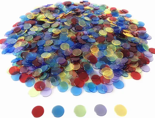 YH Poker 1000 fichas de marcadores de fichas de bingo, discos de plástico, contadores de chips para juego de bingo, ideal para fiestas, aula, Color
