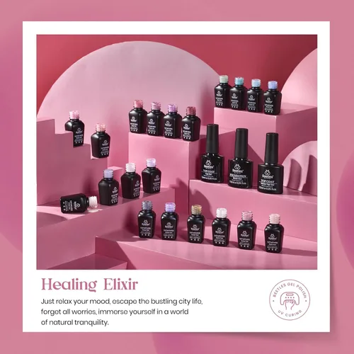 Miniatura 3 de beetles Gel Polish Set – Healing Elixir - Kit de esmalte de uñas de gel de 20 colores, rosa, azul, blanco, verde, perla con capa base, capa superior