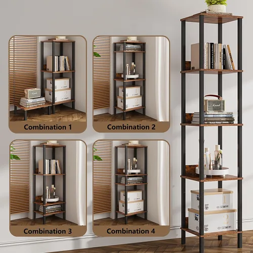 Miniatura 4 de Vimber Mesa auxiliar, mesa lateral, juego de 2, mesitas de noche con estantes de almacenamiento de 2 niveles, mesa para sofá para espacios pequeños