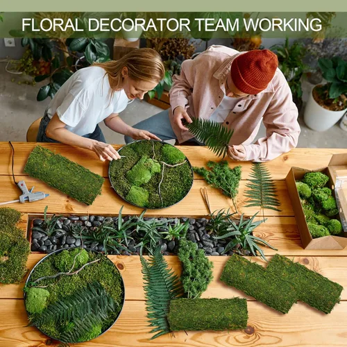 Miniatura 3 de Jutom 2 rollos de camino de mesa de musgo seco de 12 x 40 pulgadas, hoja preservada, verde artificial para manualidades, fiestas, bodas, decoración