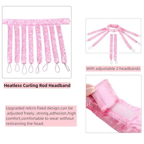 Miniatura 3 de Diadema rizadora de cabello sin calor para mujeres y niñas, material de satén suave, amigable con la piel, rizos de cabello sin calor para cabello