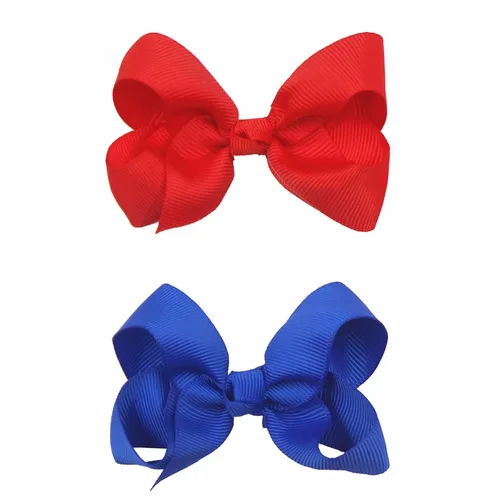Miniatura 3 de AUOCATTAIL 2 pinzas para el cabello con lazo de cinta azul y rojo, accesorios de pelo de payaso de 3 pulgadas para niñas, niños, decoración del día