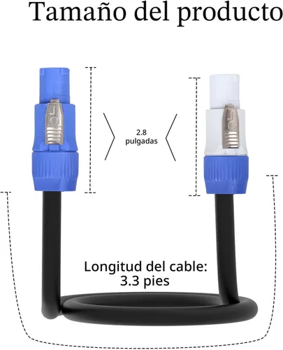 Miniatura 2 de Cable de alimentación PowerCon de 3 pines, entrada a salida, cable de extensión de alimentación de 12 AWG, se adapta a luz de escenario, haz