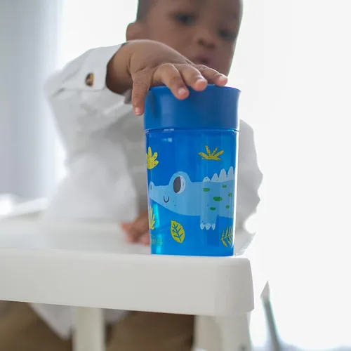 Miniatura 6 de Dr. Brown's Milestones Cheers 360 - Vaso de transición sin boquilla, apto para viajes y sin fugas, para bebés y niños pequeños, animales azul/verde