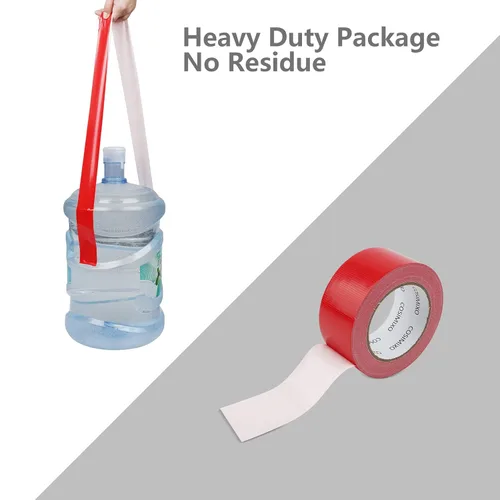 Miniatura 4 de COSIMIXO Paquete de 5 cintas adhesivas rojas resistentes, 2 pulgadas x 30 yardas, fuerte, flexible, sin residuos, para todo tipo de clima y desgarro