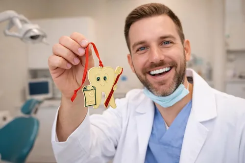 Miniatura 3 de Dentista Ornamento Diente con cepillo de dientes Decoración de Navidad Dental, 4 pulgadas