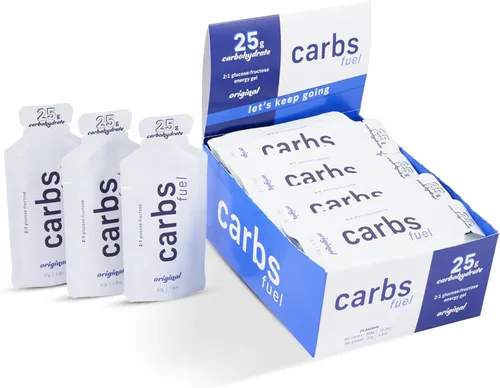 Geles de Energía Originales Carbs Fuel 24 Gel | 25g de Carbohidratos, 100 Calorías por Gel | Sin Conservantes ni Agentes Gelificantes | Sabor Ligero