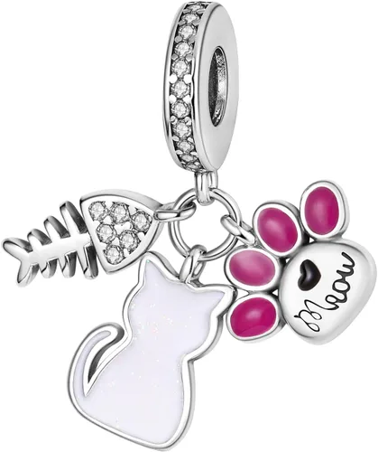MULA Dijes de plata de ley 925 para pulseras y collares, dijes colgantes para bolsos, cuentas de gato y tortuga, joyería linda para mujeres