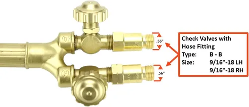 Miniatura 3 de SÜA - Repuesto de antorcha de oxicombustible resistente para Victor con válvulas de retención + puntas de corte y calefacción (acetileno)