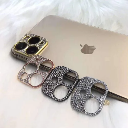 Miniatura 2 de [Paquete de 2] Protector de lente de cámara de cristal brillante para iPhone 11/iPhone 12 mini, cubierta de cámara trasera de diamante con purpurina