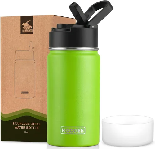 Miniatura 153 de koodee Insulated Water Bottle, 32 oz Stainless Steel Double Wall Vacuum Wide Mouth Sport Bottle with Leakproof Spout Lid (Navy)