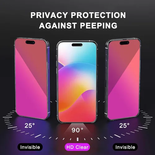 Miniatura 2 de Paquete de 2 protectores de pantalla de privacidad compatibles con iPhone 14 Pro Max de 25 grados, vidrio templado antiespía, marco de fácil Para